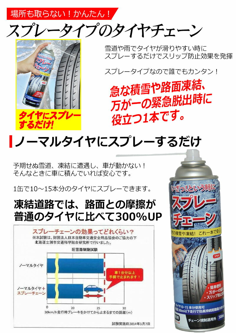 スプレー式タイヤチェーンスプレーするだけスプレーチェーン雪道タイヤ滑り止め自動車バイク